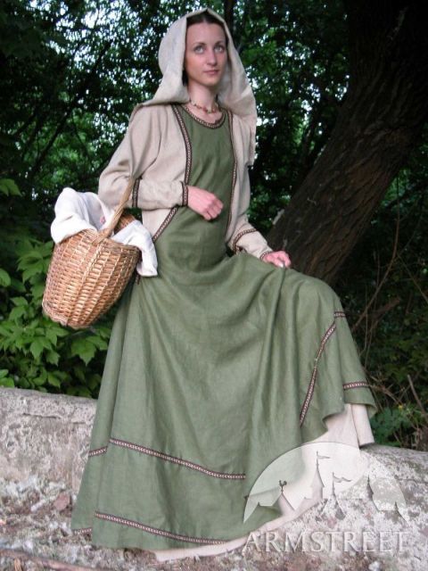 Countrywoman medieval dress tunic overcoat garb costume for sale