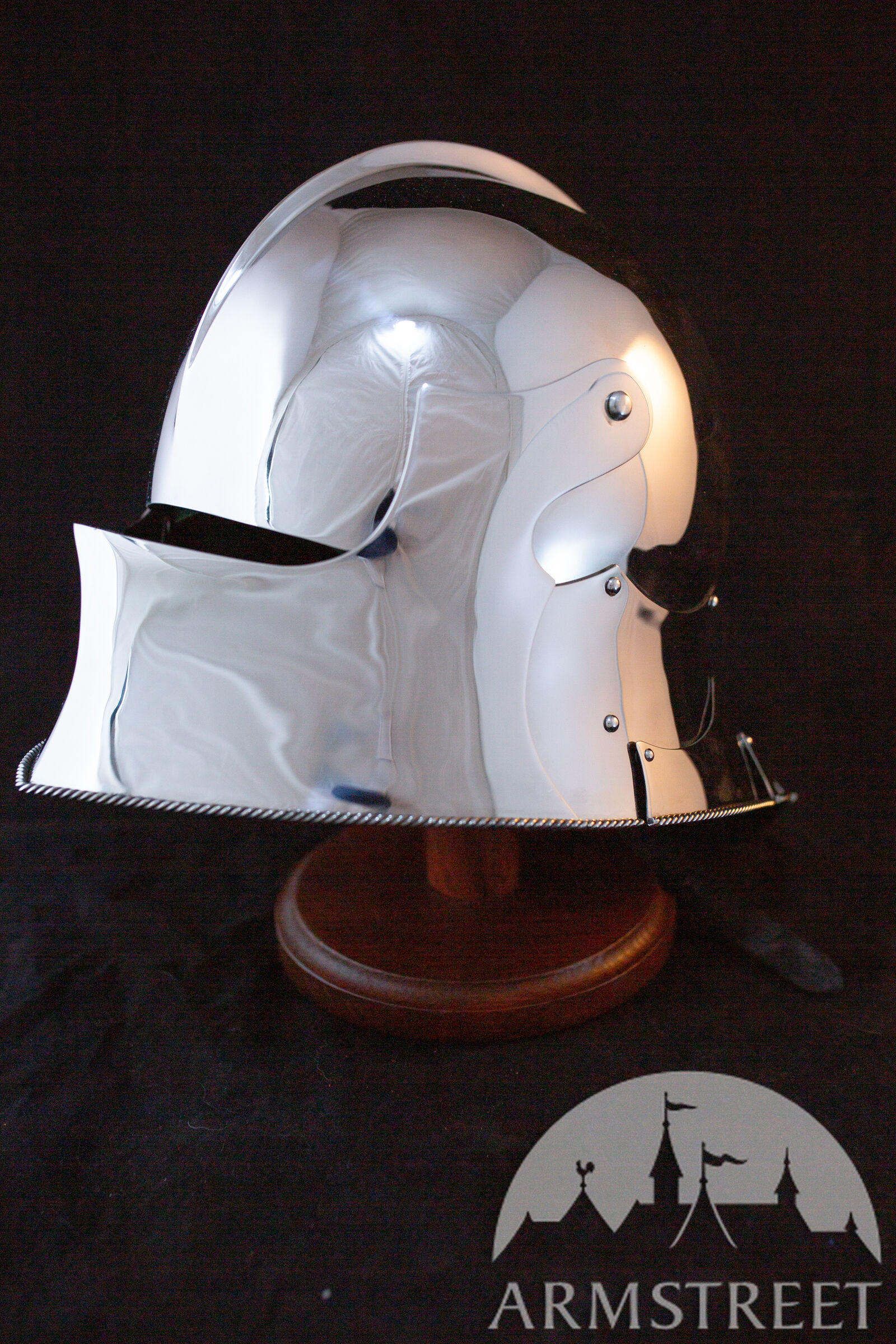 Sallet Helmet Medieval Sallet Bevor for Sallets LARP,Role Play Costume Reenactment Helm 