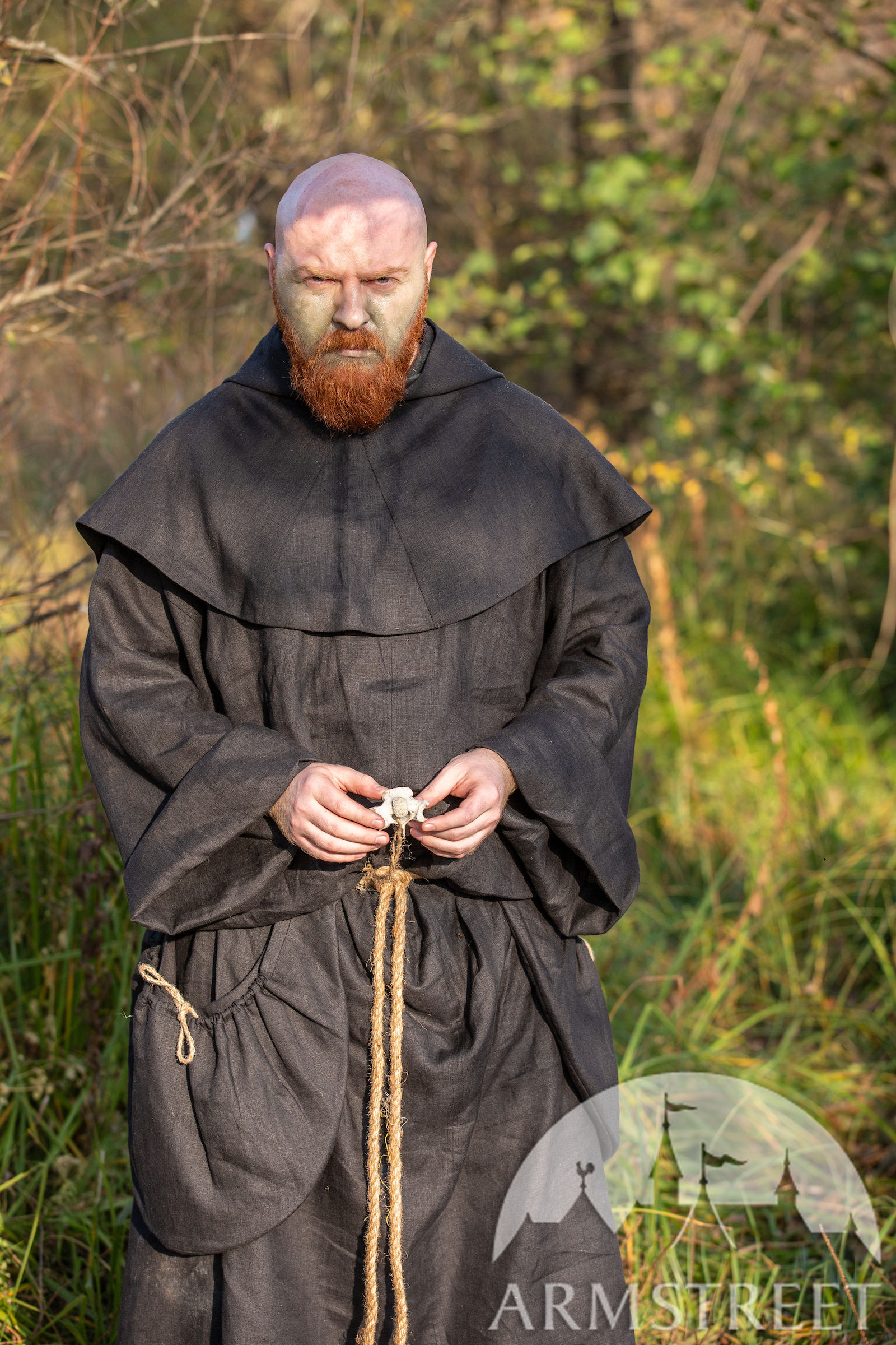 Halloween edition of medieval fantasy monk costume: robe with hood and ...