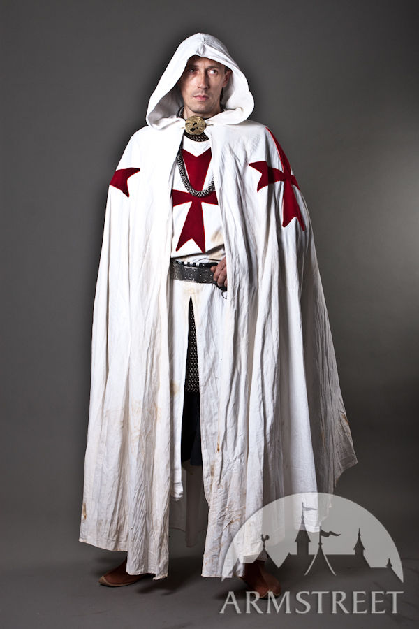 melodisk audition gave Medieval knight crusader cloak for sale. Available in: white cotton, black  cotton, new, artificially aged, red wool :: by medieval store ArmStreet