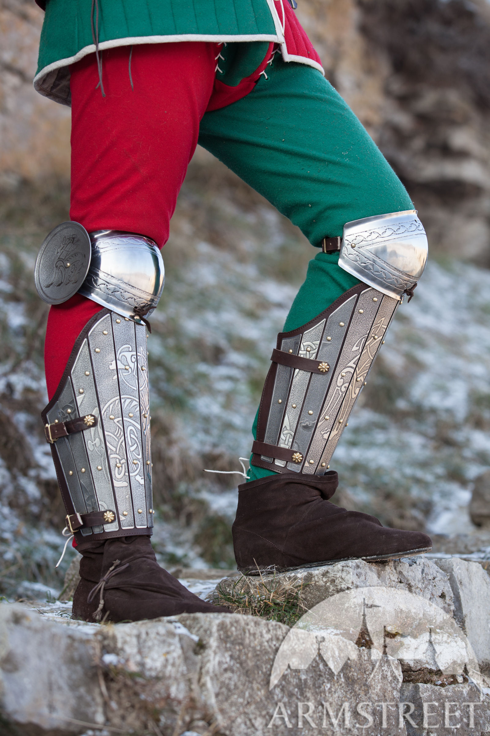 Medieval Larp Armor Pair Of Leg Greaves With Shoes Sca Kight 