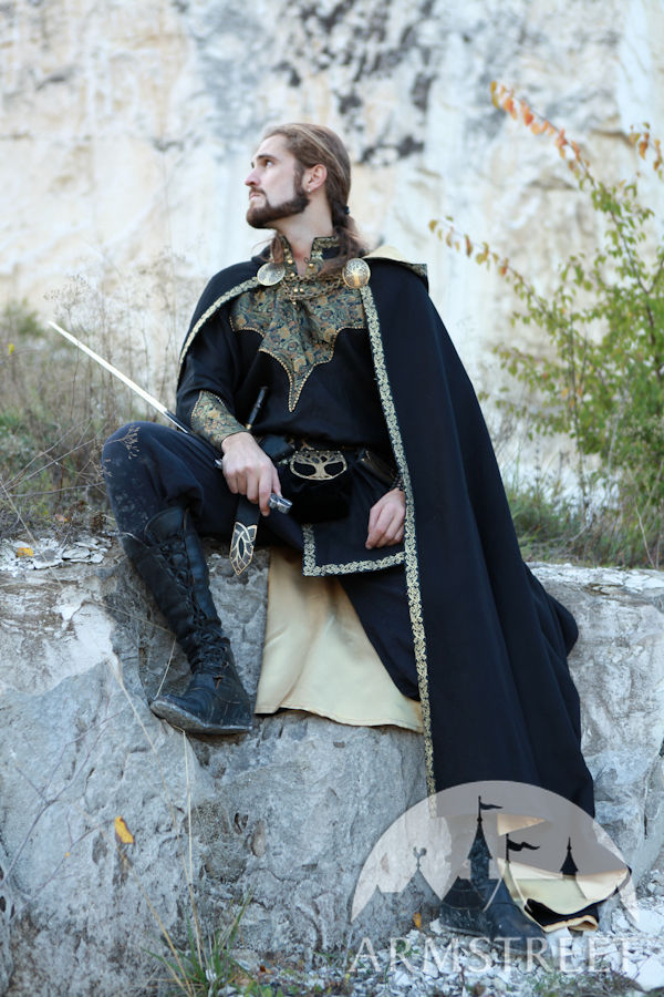 Medieval Fantasy Exclusive Wool and Trimming Prince Cloak with lining "Knight of the West" for