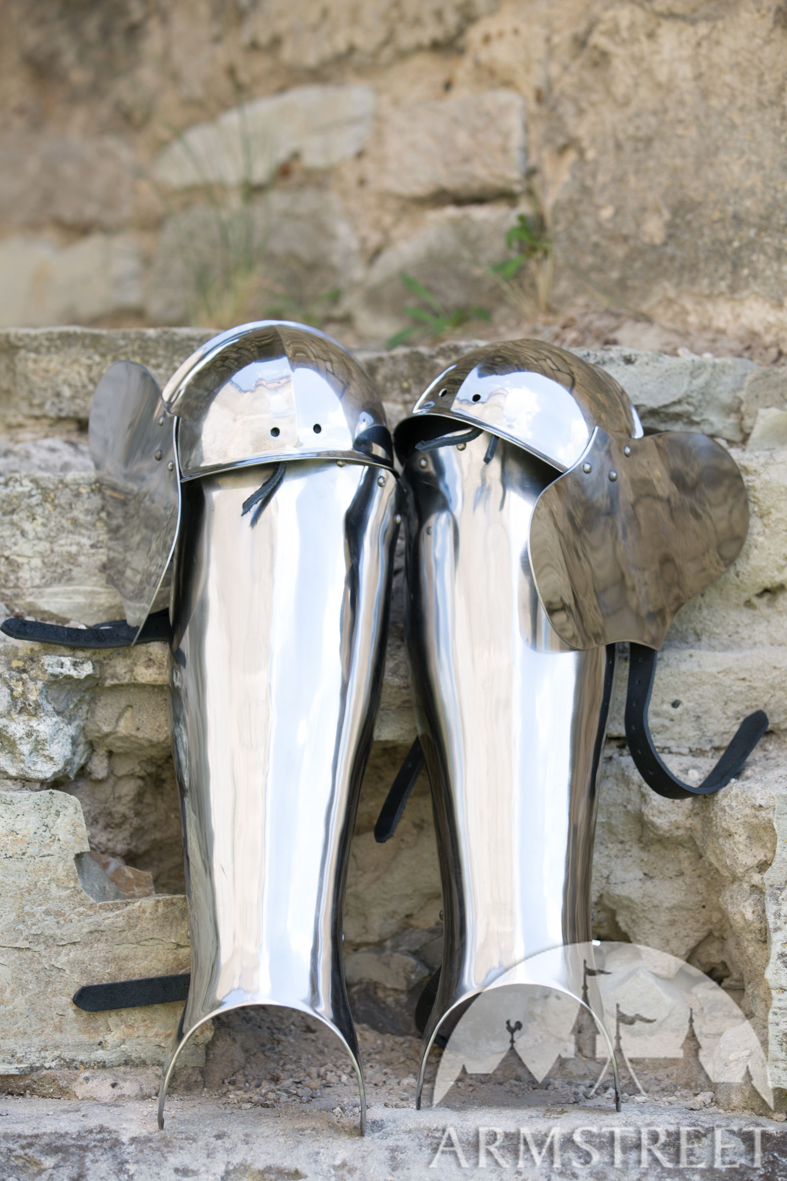 Medieval Legs Armor: Greaves With Knee Cops Flexible for sale