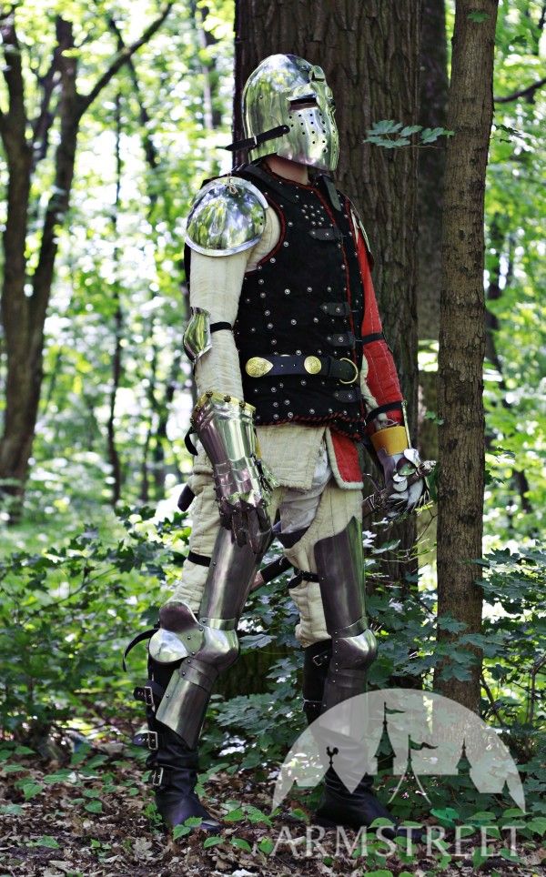 Medieval armour, brigandine, SCA armour for sale. Available in: red