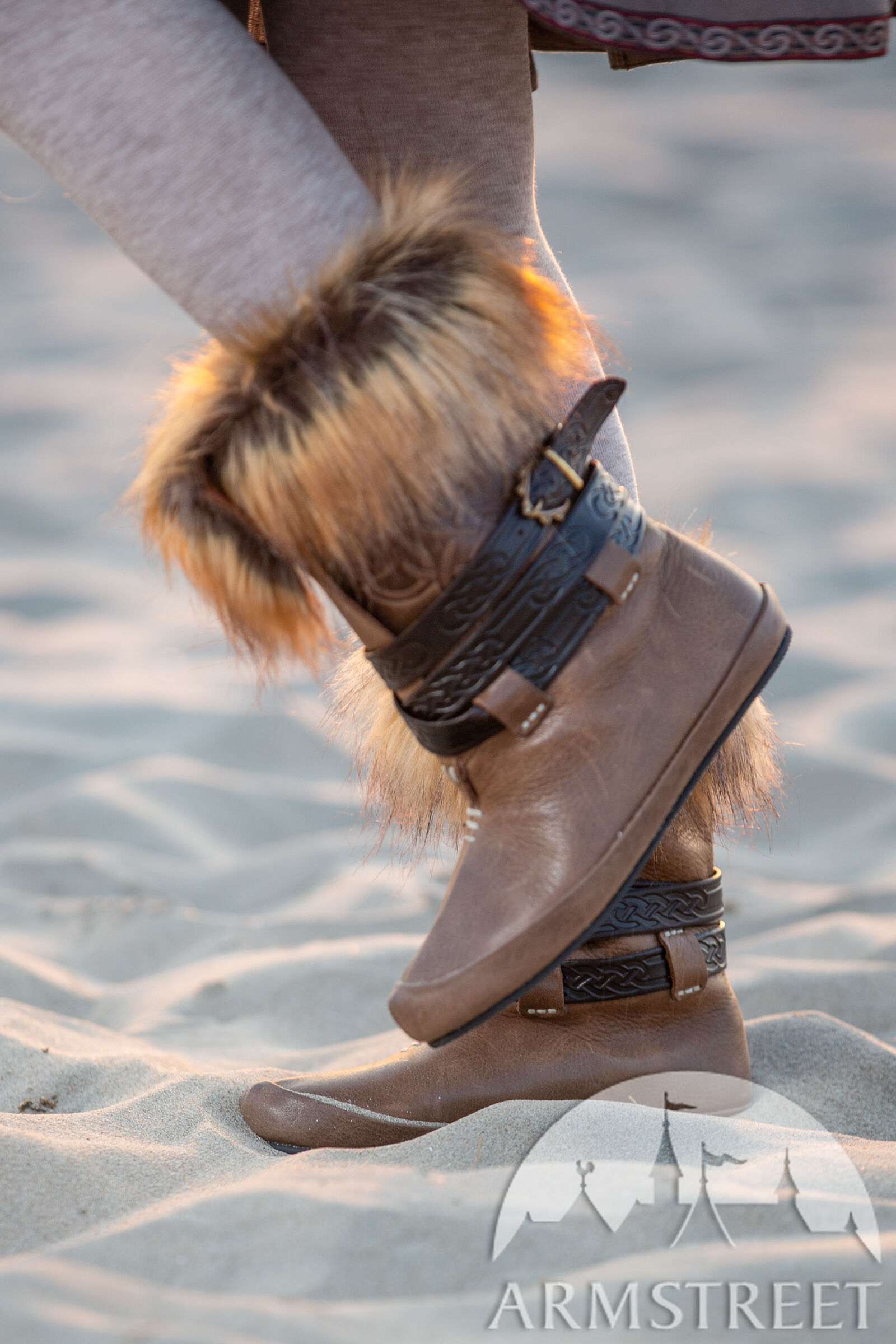 Women Viking boots with embossing and faux fur “Eydis the