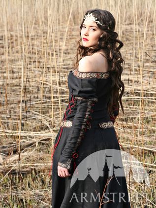 Medieval Black Cotton Dress Lady Hunter Garb SCA 
