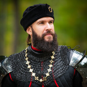 Medieval Headwear Black Velvet Hat