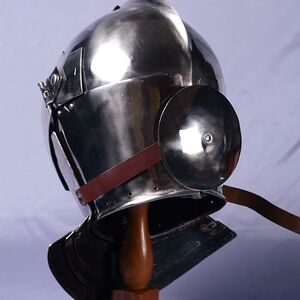 Knight's helmet rear view
