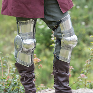 Medieval Steel Knee Cops Historical 14th Century Armour Silver Leg