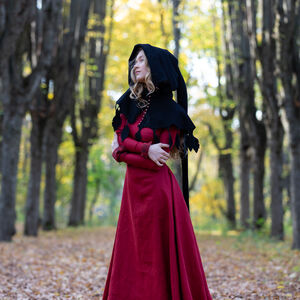 "Autumn Princess" Woolen Chaperon with Embroidered Leaves