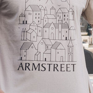Beige cotton t-shirt with contrasting ArmStreet logo