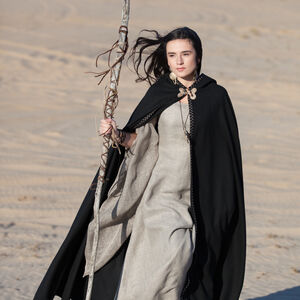 Black Woolen Medieval Cloak “Labyrinth”