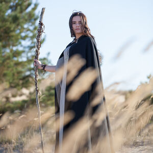 Side View of the Black Woolen Cloak “Labyrinth”