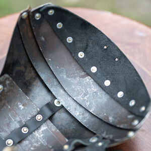 Blackened and brassed spring steel pauldrons “Evening Star”