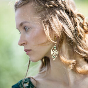 Brass and enamel fantasy elven earrings “Water Flowers”