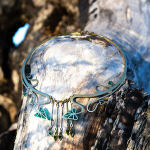 Brass and enamel elvish necklace “Water Flowers” torc