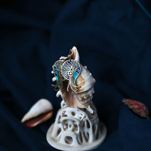 Brass and enamel ocean earrings “Sea Born”