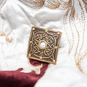 Brass Etched Brooch "The Accolade" with Pearl
