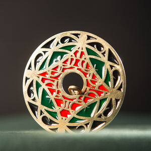 Brass fibula brooch with enamel “Timeless Middle Ages”