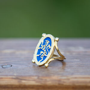 Brass leopard ring with enamel "Hussar"