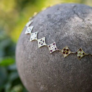 Brass women's belt with enamel “Key Keeper”