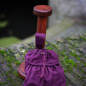 Bright colors 16th century suede ring bag "German Rose" belt pouch