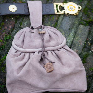 Bright colors 16th century suede ring bag "German Rose" belt pouch