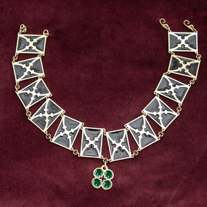 Choker style enamelled brass necklace “German Rose”