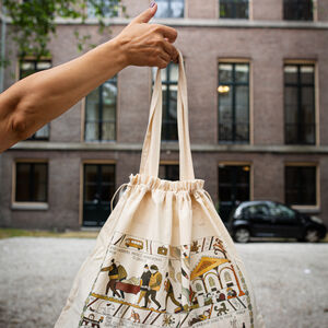 Cotton Shopping Bag with “Tapestry of War” Print