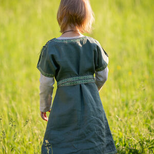 Cropped linen short-sleeved tunic for kids "Ursa the Curious"