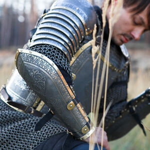 Details about   Medieval Fantasy Long Ribbed Bracers Bazuband Armor Bracers 18g Steel M23 