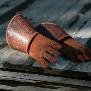 Embossed cuff padded leather HEMA fencing gloves “Bird of Prey”