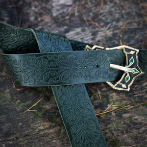 Embossed leather belt with cast buckle “Dark Wolf”