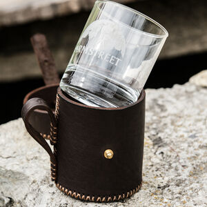 Embossed Leather Case and Engraved Whisky Glass