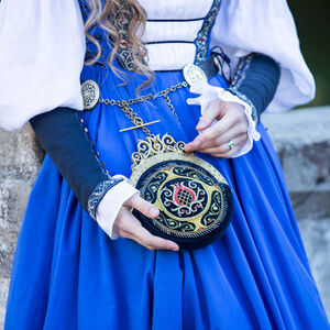 Embroidered Velvet Round Purse with Beads “Renaissance Memories” 