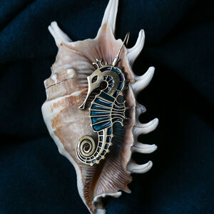Enamel and brass fantasy earrings “Sea Born”