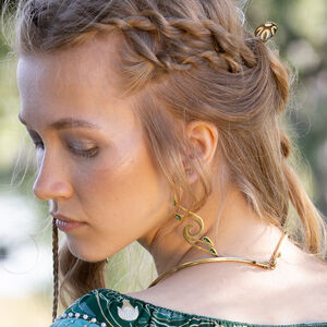 Enamelled brass jewellery hair pin “Water Flowers”
