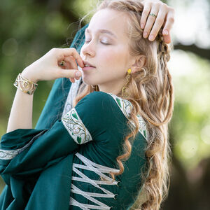 Enamelled brass wide medieval bracelet “Water Flowers” bangle