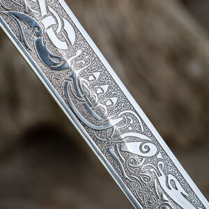 Etched stainless steel decorative Viking sword