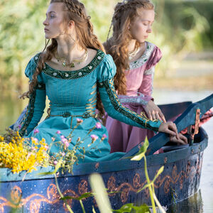 Elven Dress with Puffed Sleeves “Water Flowers” 