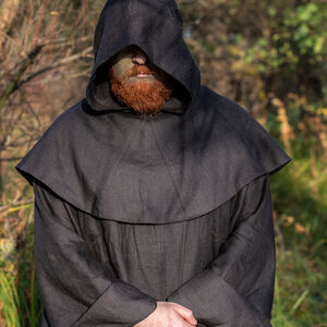 Fantasy Monk Garb Halloween Edition black linen robe, hood, and bags
