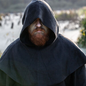 Fantasy Monk Garb Halloween Edition black linen robe, hood, and bags
