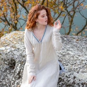 Flax linen undertunic with hand embroidery “Sea Born”