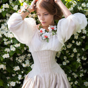 Full Snow White Dress Set: chemise, corset skirt and underskirt with lace