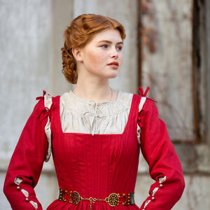 “German Rose” red linen renaissance costume dress