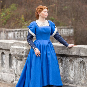 Renaissance costume “German Rose”: linen chemise, blue dress and overdress