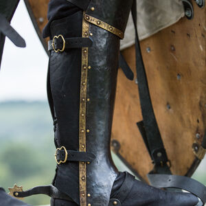 Half leather greaves “The Wayward Knight”