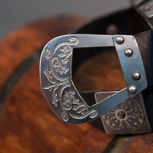 Medieval Armor Belt With Etched Steel Accents