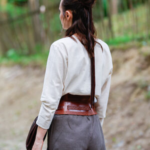 Handmade leather corset belt with embossing "Huntress"