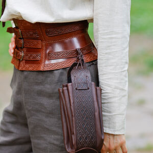 Handmade leather corset belt with embossing "Huntress"